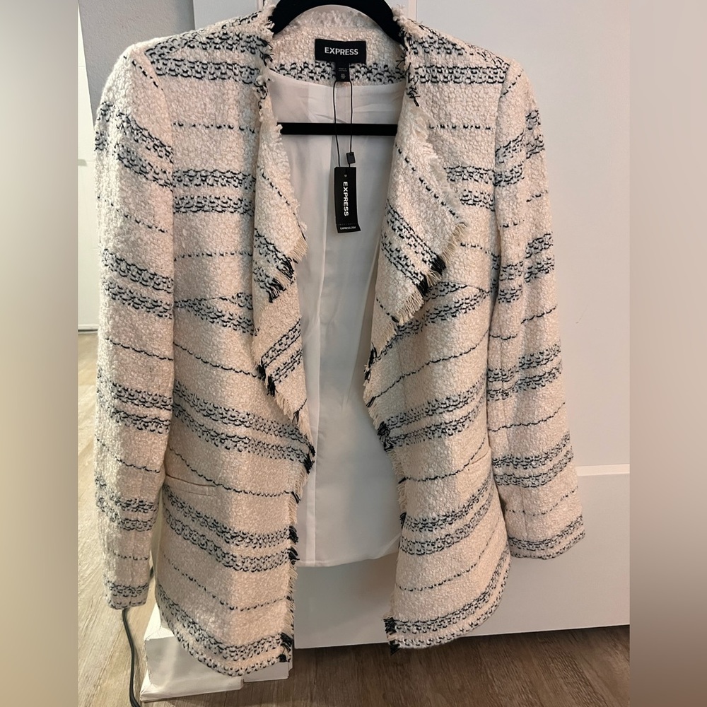 Express draped open front Blazer; size XS, new with tags, never worn.
